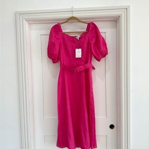 $159 BNWT & Other Stories Pink Linen Puff Sleeve Midi Dress